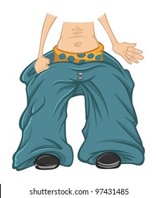 Cartoon Vector Illustration Of Baggy Jeans