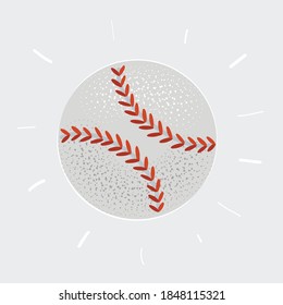 Cartoon vector illustration of a baseball ball on white background.