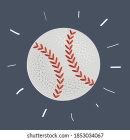 Cartoon vector illustration of Baseball ball isolated on dark.