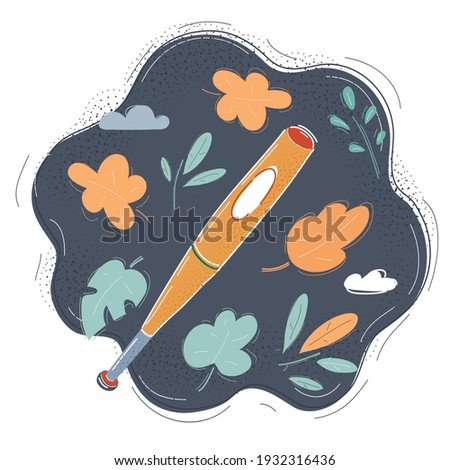 Cartoon vector illustration of Baseball bat on dark background.