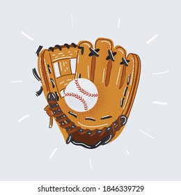 Cartoon vector illustration of Baseball glove and ball isolated on white.