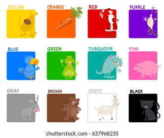 Cartoon Vector Illustration of Basic Colors Educational Set for Children