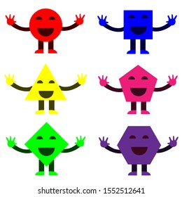 Cartoon Vector Illustration of Basic Geometric Shapes Funny Characters for Children Education - EPS