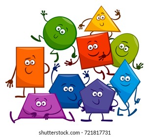 Cartoon Vector Illustration of Basic Geometric Shapes Funny Characters