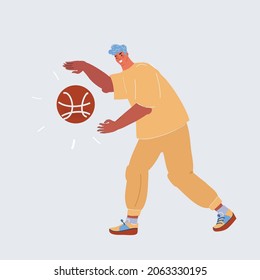 Cartoon vector illustration of basketball player on white backround.