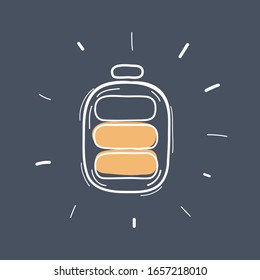 Cartoon vector illustration of Battery middle level of charge.