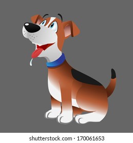 cartoon vector illustration of a beagle dog panting