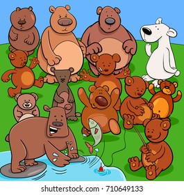Cartoon Vector Illustration of Bears Animal Characters Group