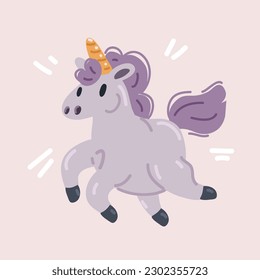 Cartoon vector illustration of Beautiful magic unicorn pony fly