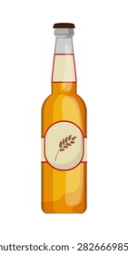 Cartoon vector illustration of a beer bottle isolated on a white background for beverage product design.