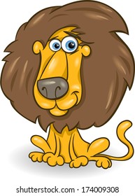 Cartoon Vector Illustration of Big African Lion Animal