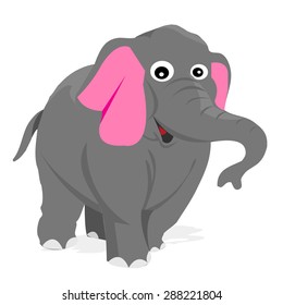 A cartoon vector illustration of a big gray elephant.