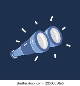 Cartoon vector illustration of binoculars. Journey, find and search concept over dark background