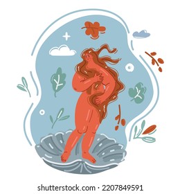 Cartoon vector illustration of birth of Venus