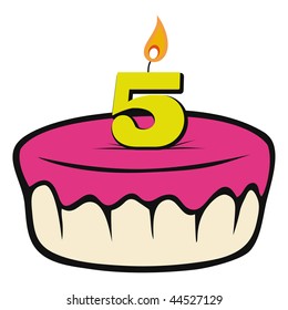 cartoon vector illustration birthday cake 5 years