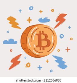 Ilustración vectorial de dibujos animados de Bitcoin