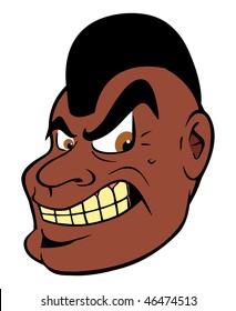 cartoon vector illustration black guy Mohawk