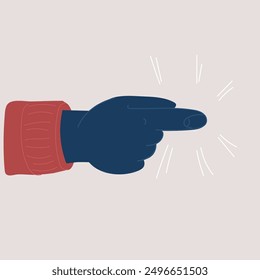 Cartoon vector illustration of Black male hand point finger. Hand gestures pointing with forefinger