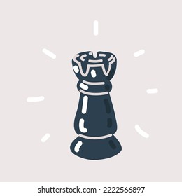Dibujo vectorial de dibujos animados de Black rook. Figura del juego de ajedrez. Piezas de ajedrez. Juegos de mesa. Juegos de estrategia.
