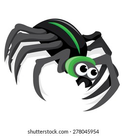 A cartoon vector illustration of a black spider.