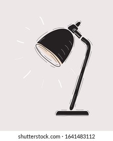 Cartoon vector illustration of Black table lamp on white.