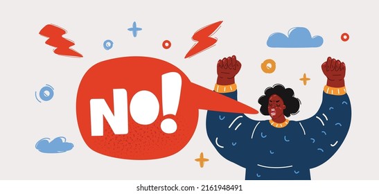 Cartoon vector illustration of black Women protesting