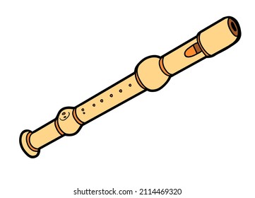 Cartoon vector illustration Block flute. Colorful musical instrument