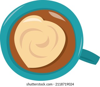 A cartoon vector illustration of a blue coffee cup.