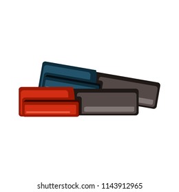 Cartoon Vector Illustration of Blue and Red Markers Isolated on White Background. School and Office Supplies.  Stationery Tools