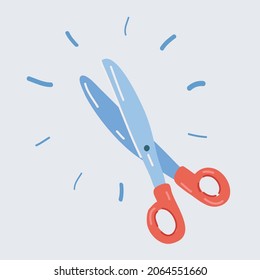 Cartoon vector illustration of Blue scissors. Object is isolated on white background