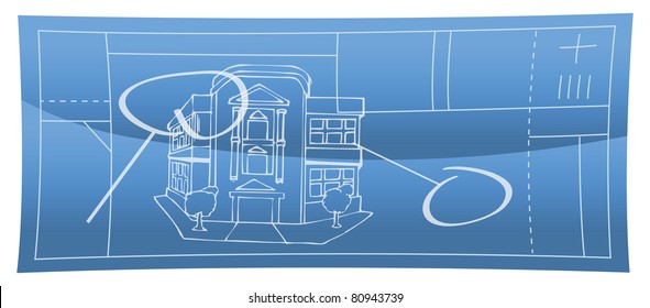 Cartoon Vector Illustration Of A Blueprint 2