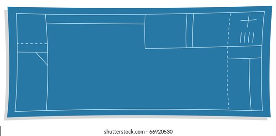 cartoon vector illustration of a blueprint