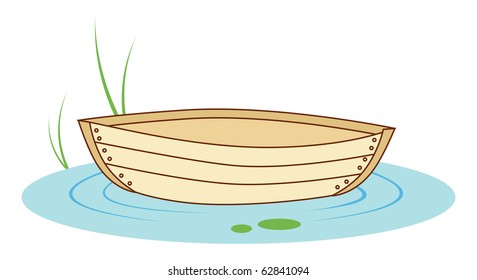 cartoon vector illustration of a boat on a pond