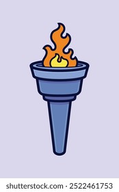 Cartoon Vector Illustration of a Bold and Vibrant Torch with Flames Symbolizing Freedom and Inspiration