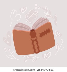 Cartoon vector illustration of Book think, literature childish concept