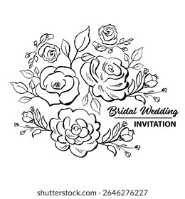 Cartoon vector illustration of botanical flowers and leaves in sketch style. Drawing for vintage, organic or natural themed visuals