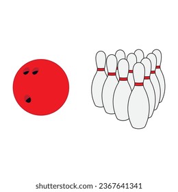 Cartoon Vector illustration bowling ball and bowling pin sport icon Isolated on White Background