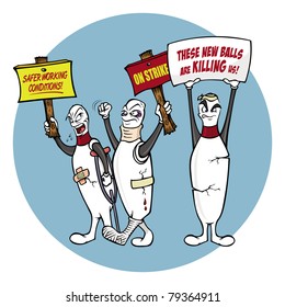 cartoon vector illustration of bowling pins on strike