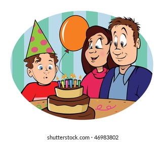 cartoon vector illustration boy birthday