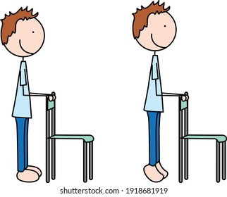 Cartoon Vector Illustration Of A Boy Exercising - Heel Raises