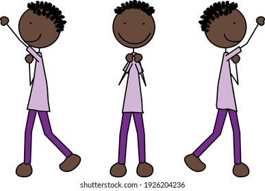 Cartoon vector illustration of a boy exercising - sky punches