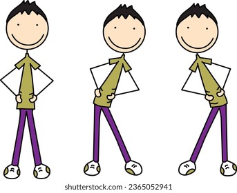 Cartoon vector illustration of a boy exercising - hip circles