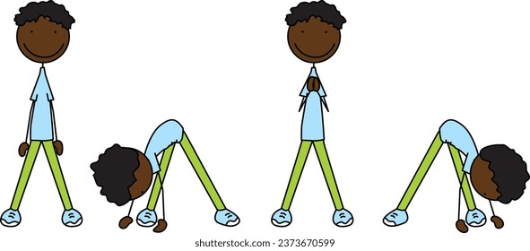 Ilustración vectorial de un niño haciendo ejercicio - palmada de pie y aplausos