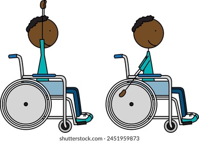 Ilustración vectorial de dibujos animados de un niño que hace ejercicio - levantamiento de brazos sentado