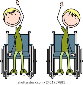 Cartoon vector illustration of a boy exercising - seated side bends