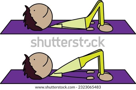Cartoon vector illustration of a boy exercising - bridge with a flat back
