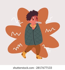 Cartoon vector illustration of boy get fiver