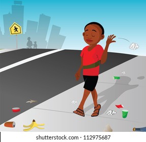 ilustración vectorial de un niño tirado