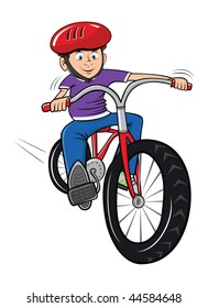 cartoon vector illustration boy riding bike