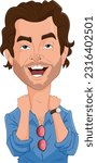 cartoon vector illustration of a Bradley Cooper hungover caricature